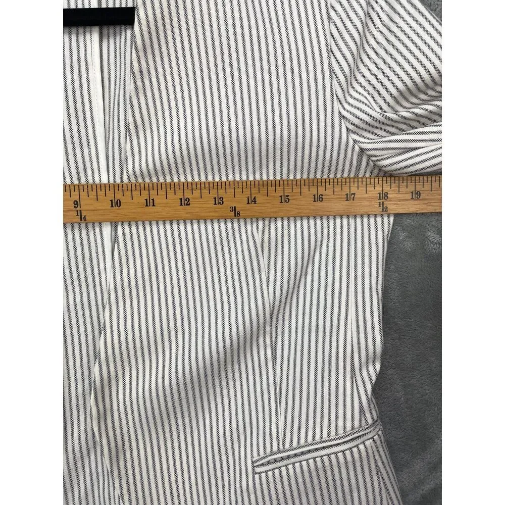 THEORY Women's Open-Front Blazer Jacket Sz 8 White Striped MADE IN USA‎ - Picture 2 of 9